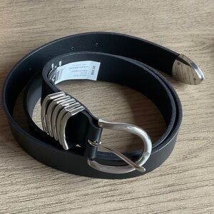 Lucky Brand Black Belt with Silver Accents